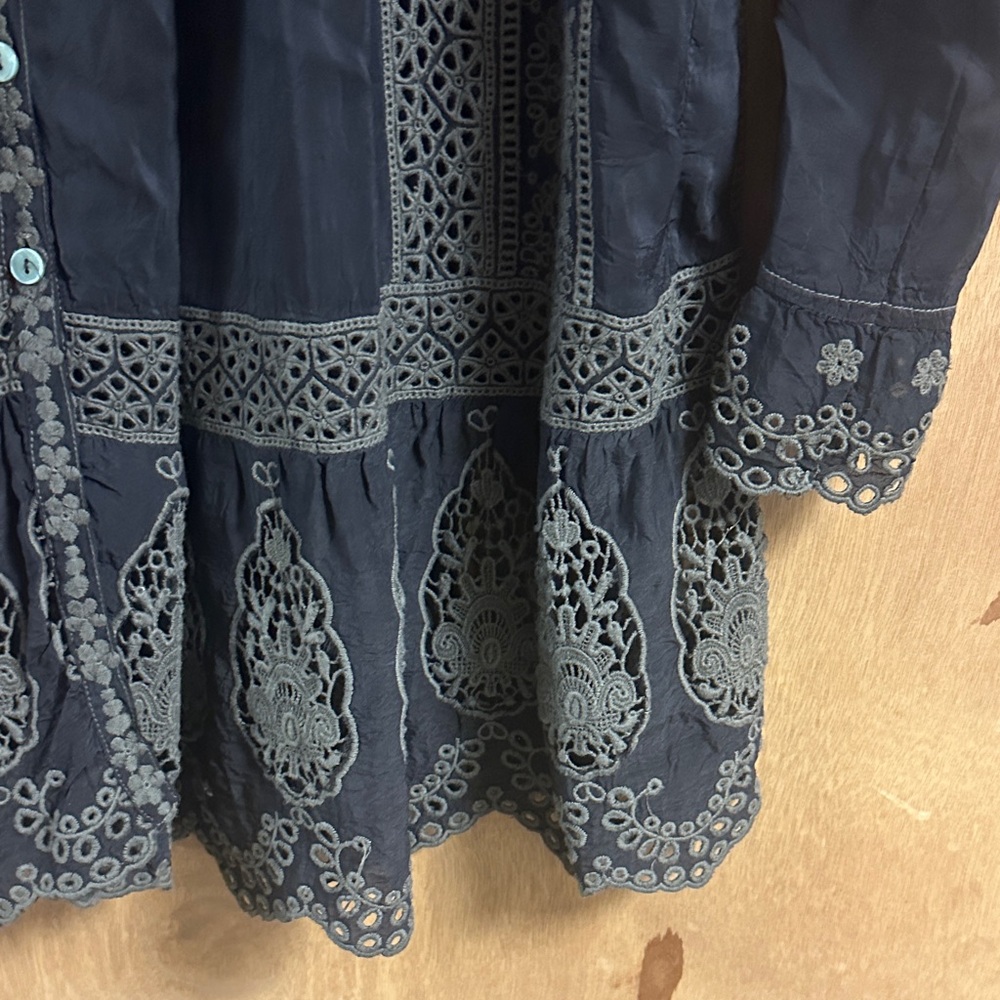 Johnny Was Black Blouse with Floral Embroidery - Picture 5 of 9